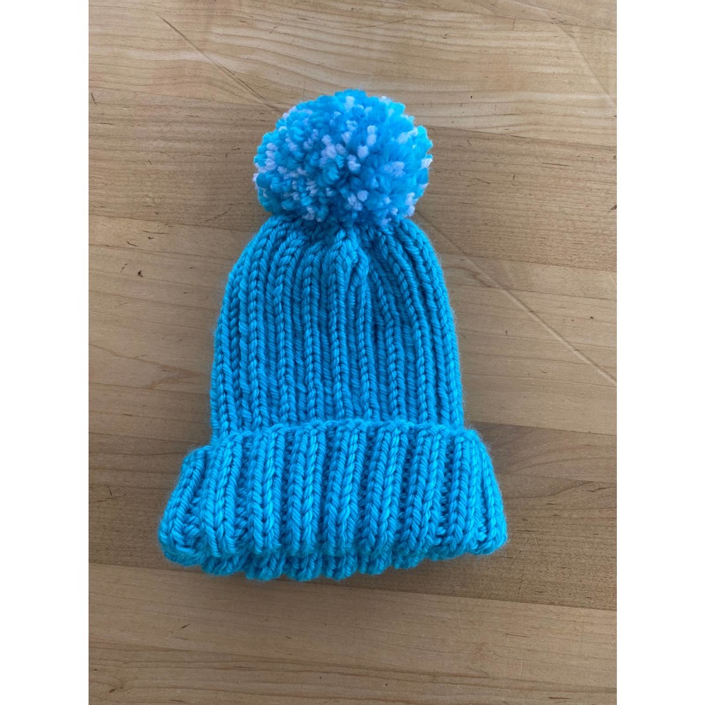 Homemade Kid's Blue Pom Pom Beanie